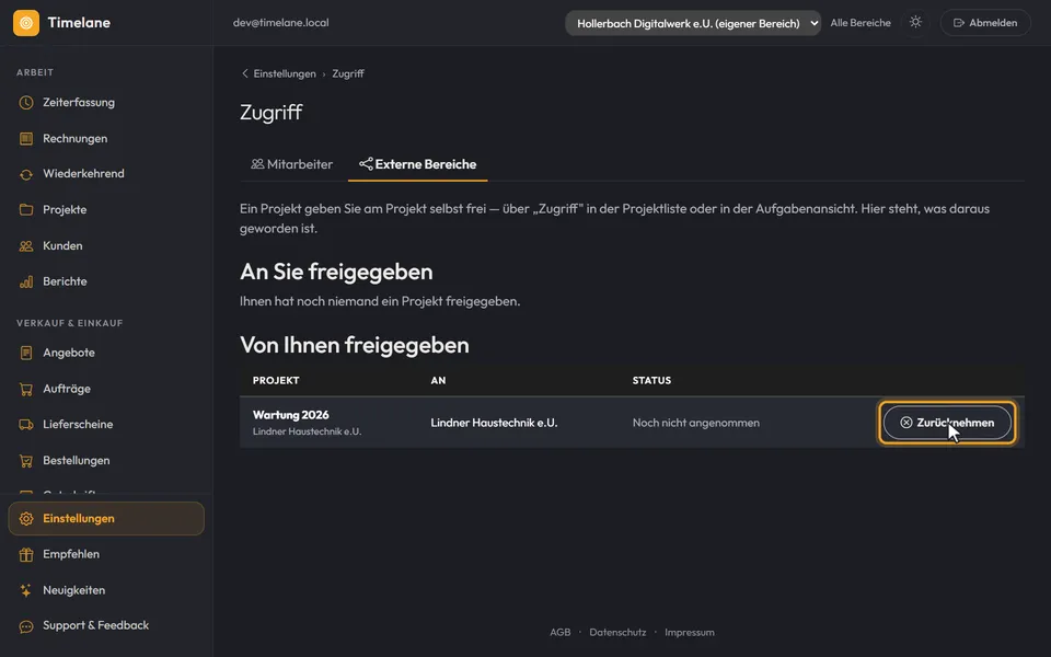 Die Übersicht „Von Ihnen freigegeben“
