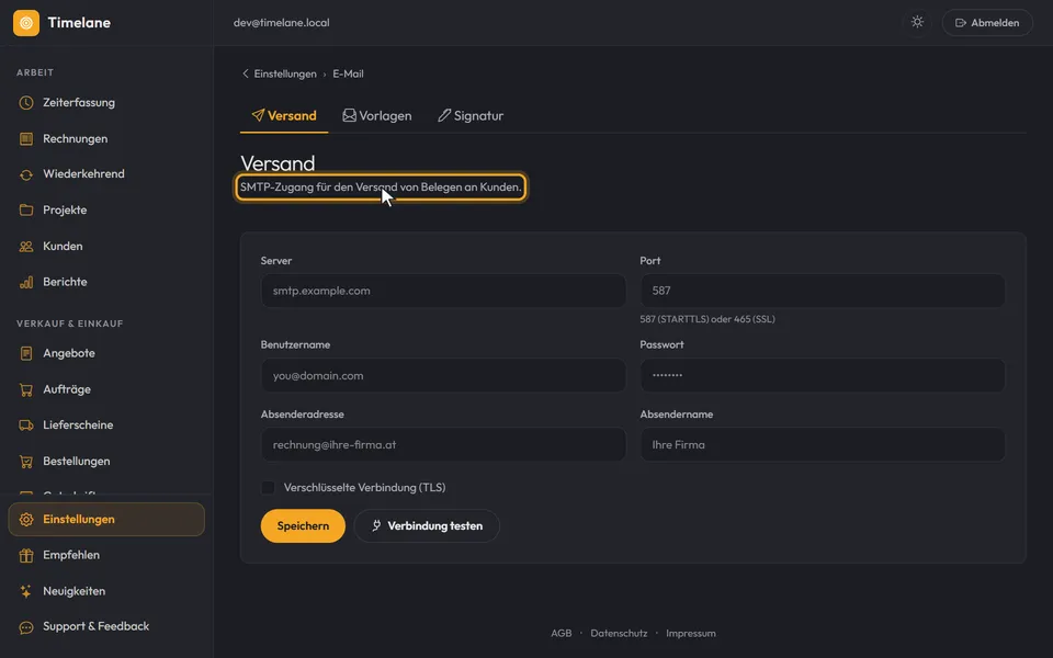 E-Mail-Versand einrichten