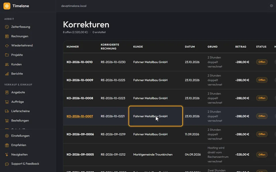 Mehrere Korrekturen mit ihren Kunden