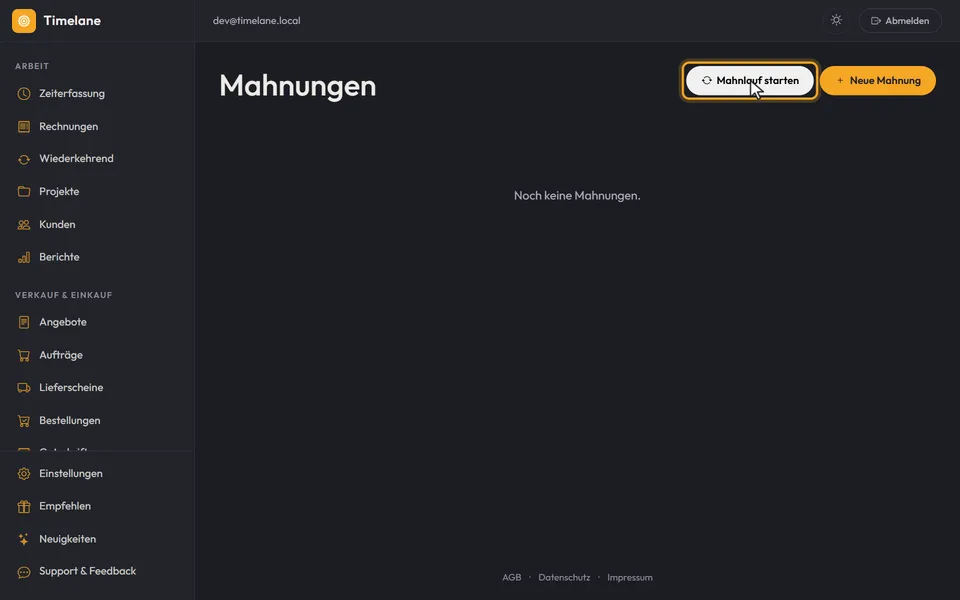 Mahnungen aus dem Mahnlauf freigeben