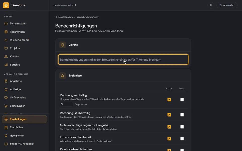 Benachrichtigungen einstellen