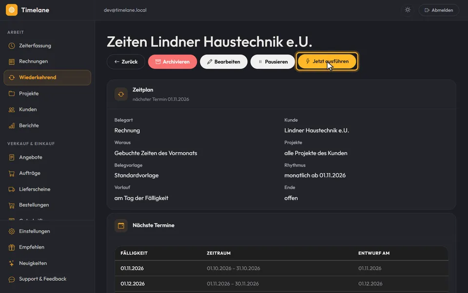 Die Knöpfe „Pausieren“ und „Jetzt ausführen“