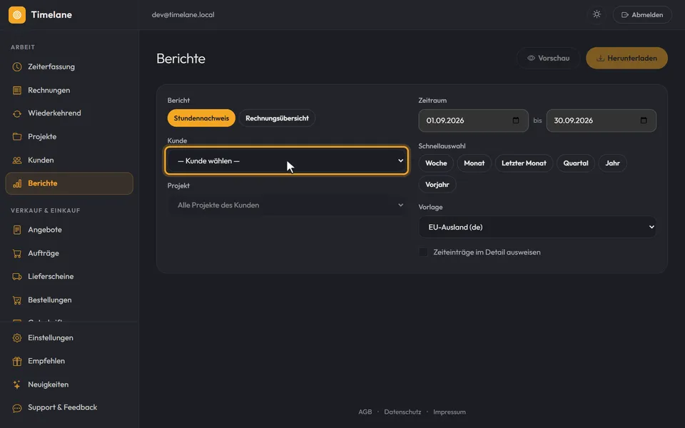 Stundennachweis erstellen