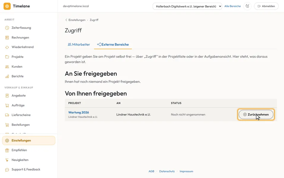 Die Übersicht „Von Ihnen freigegeben“