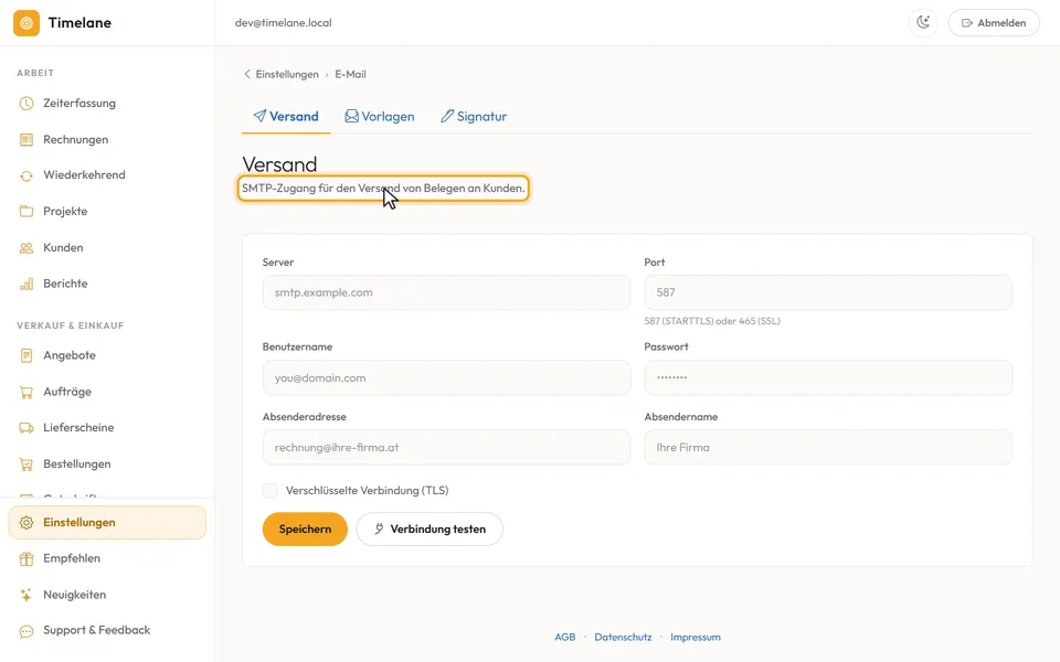 E-Mail-Versand einrichten