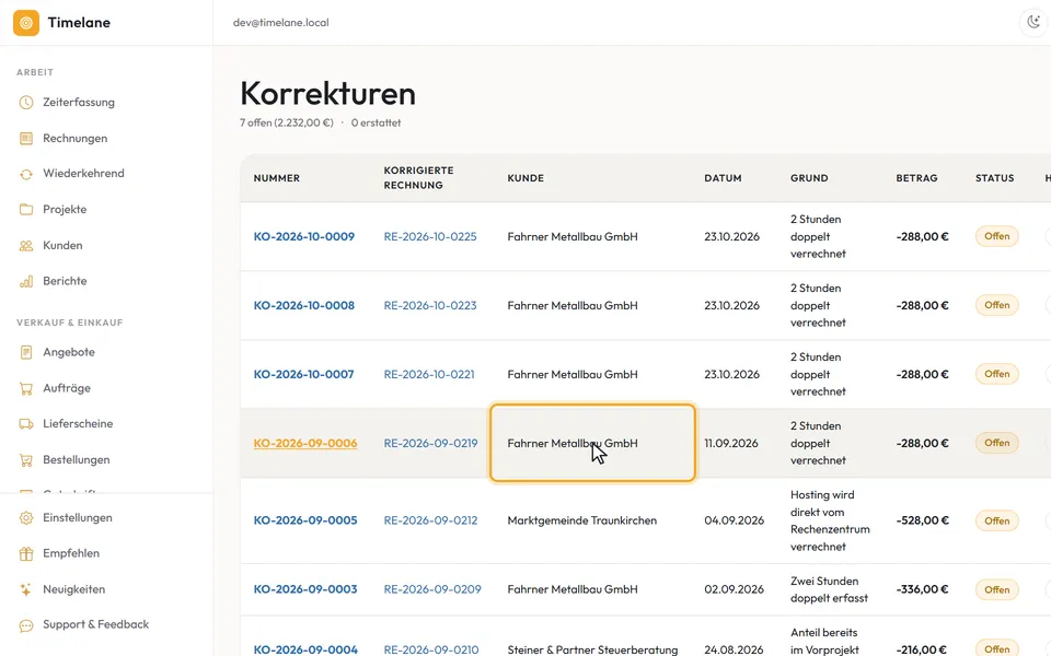 Mehrere Korrekturen mit ihren Kunden