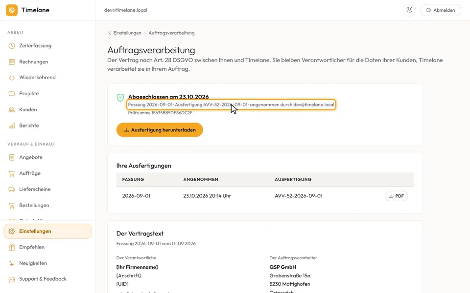 „Abgeschlossen am …“ mit Fassung und Ausfertigung