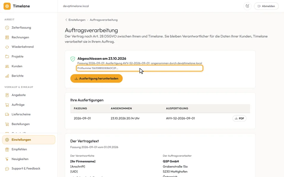 Die Zeile „Prüfsumme …“