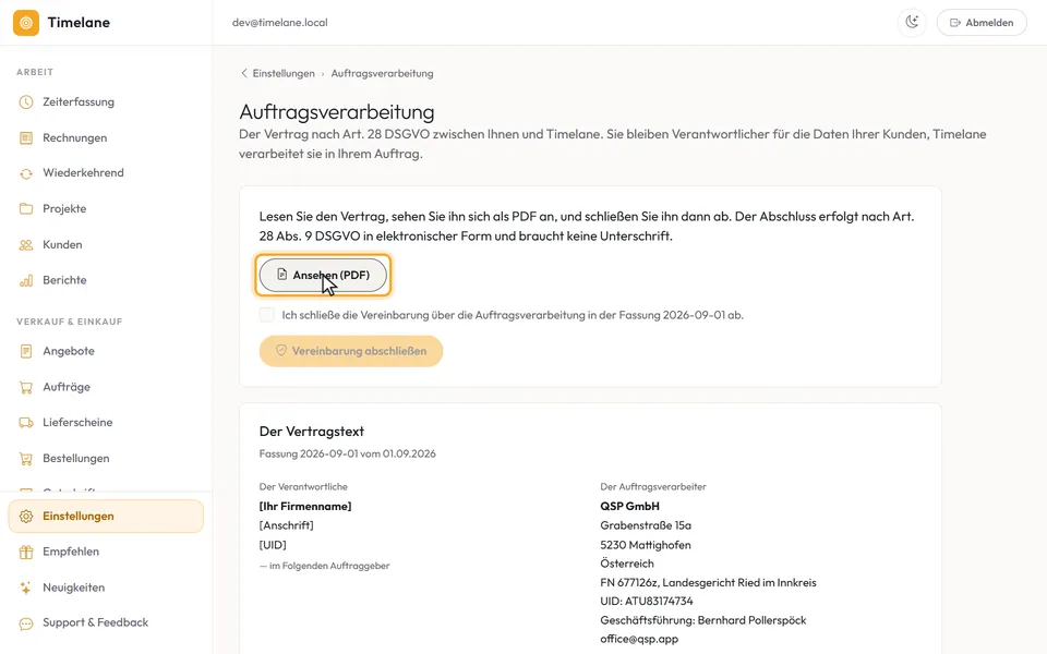 Der Knopf „Ansehen (PDF)“