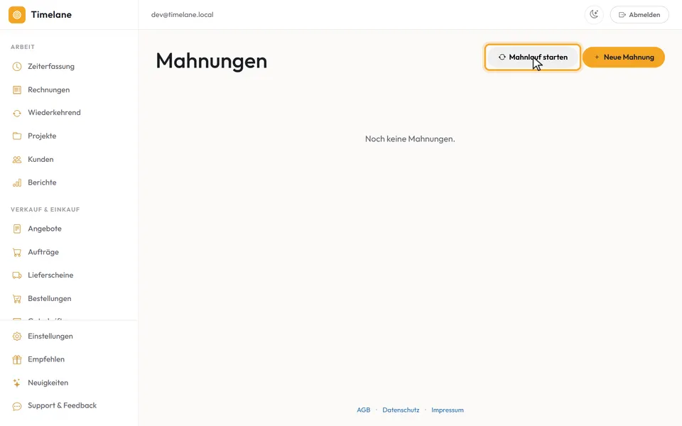 Mahnungen aus dem Mahnlauf freigeben
