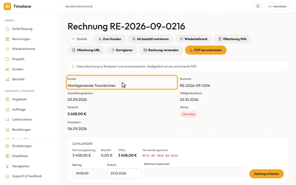 Das Feld „Kunde“ in den Kopfdaten der Rechnung