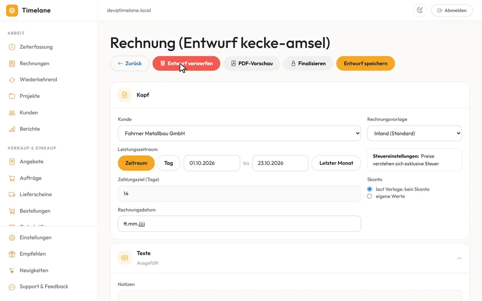 Entwurf und Nummer