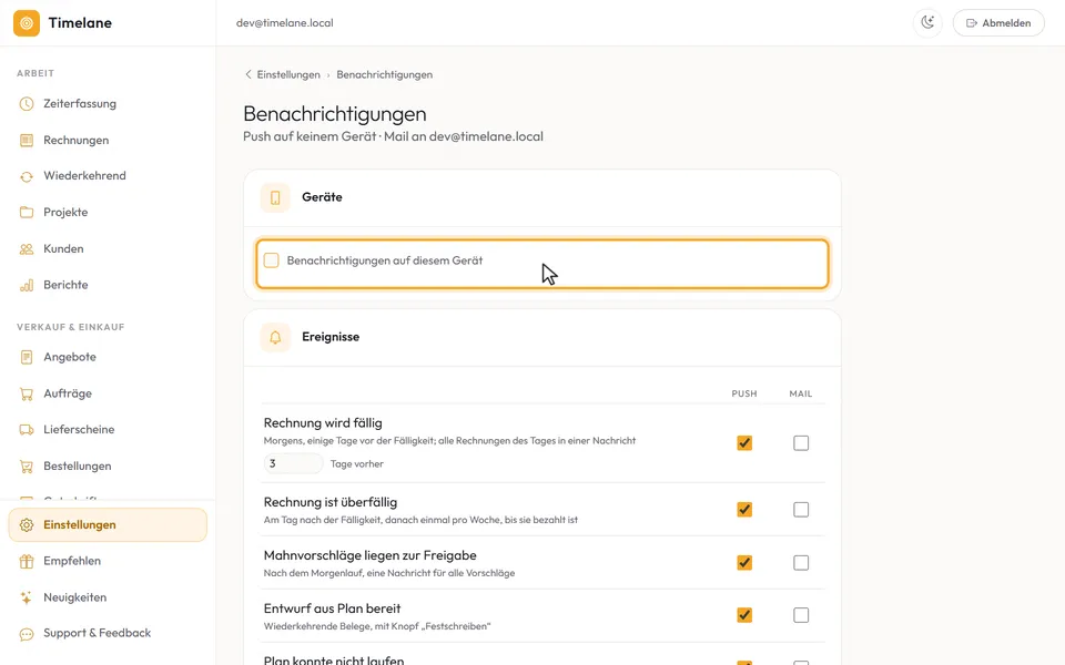 Benachrichtigungen einstellen