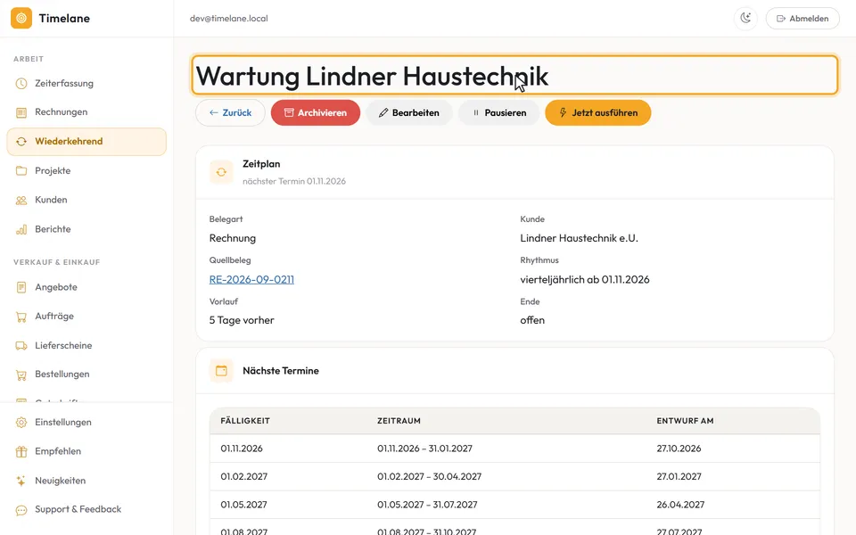 Die Seite des neuen Plans