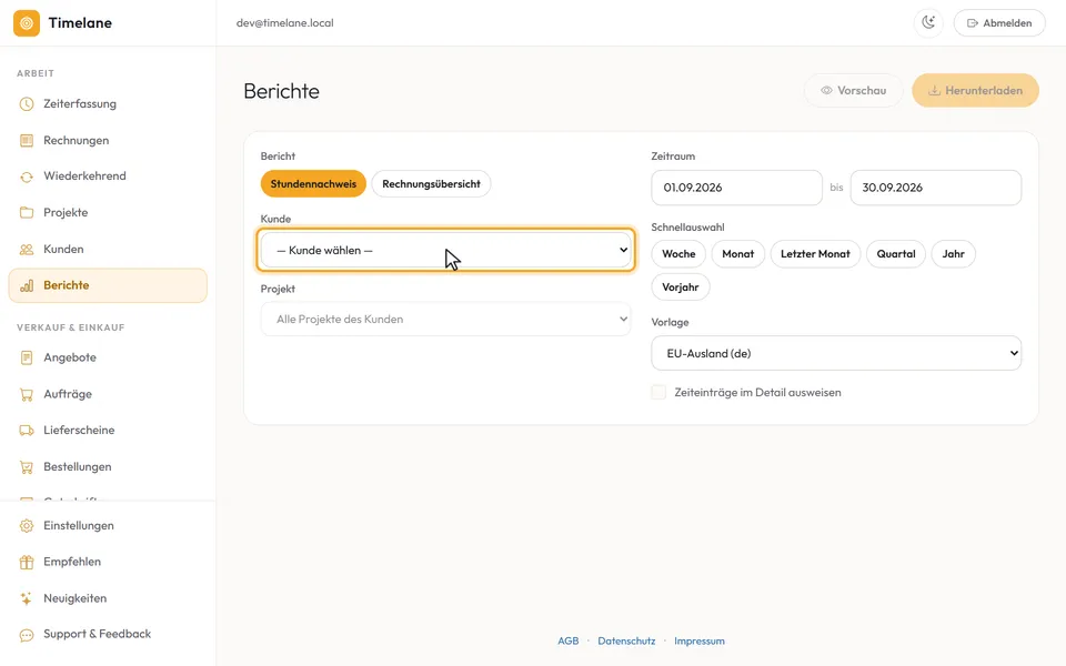Stundennachweis erstellen