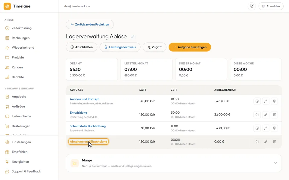 Mehrere Aufgaben eines Projekts