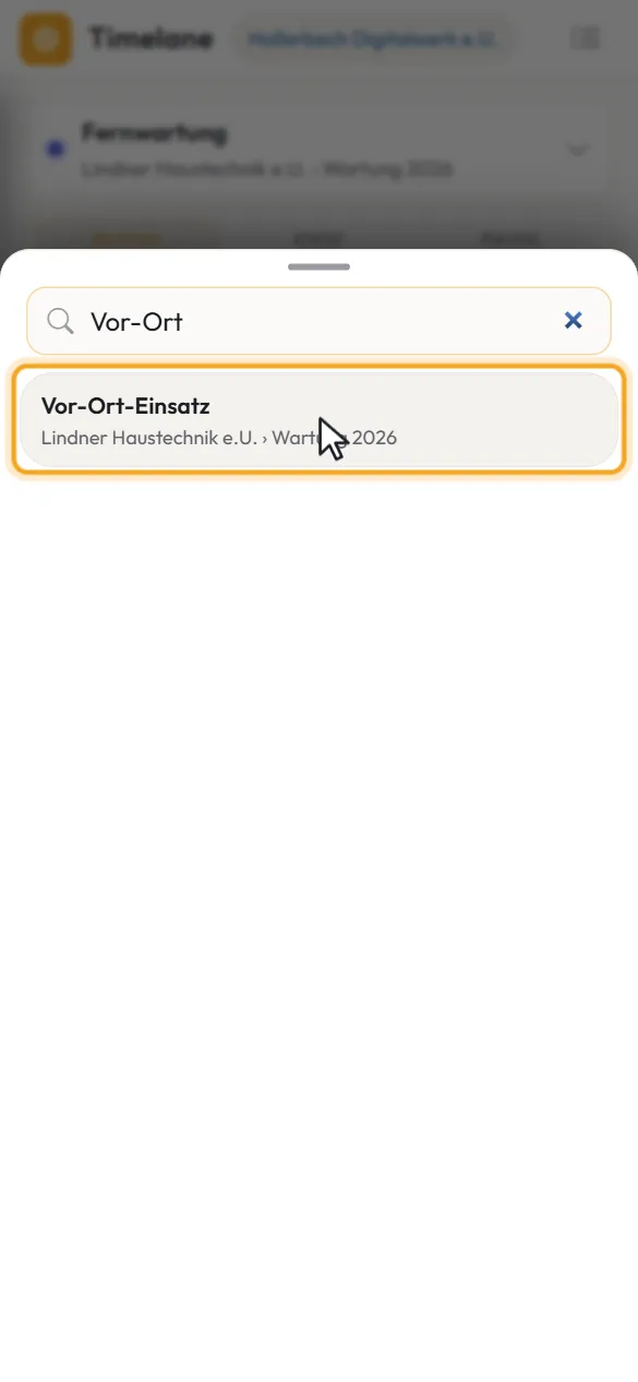 Das Blatt mit Suche und Treffer